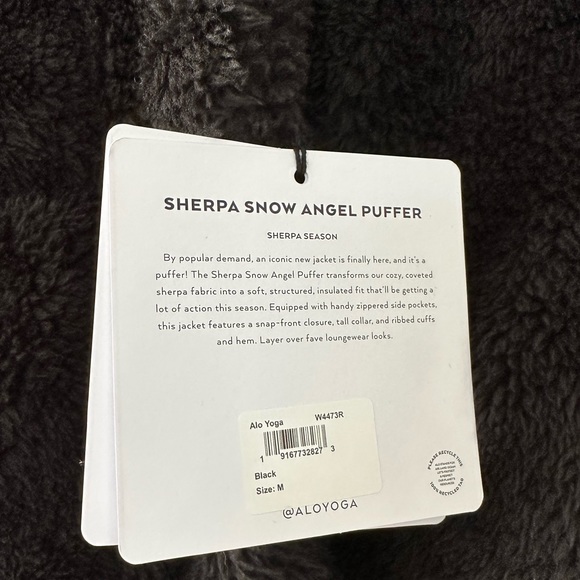NWT ALO BLACK SHERPA SNOW ANGEL PUFFER size M - Picture 8 of 8